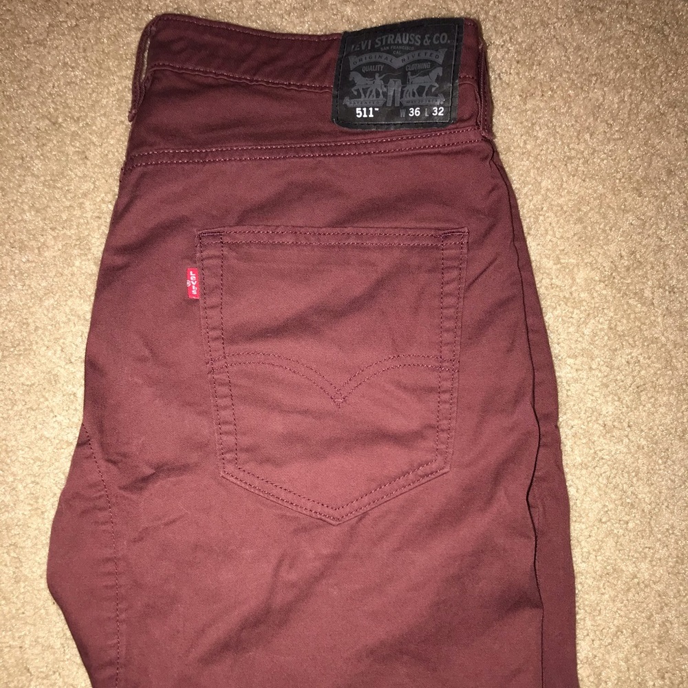 MENS MAROON 511 *SLIM STRAIGHT* SIZE 36x32